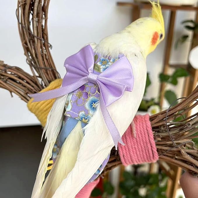 Bird Flight Suits Diapers, Parrot Flight Suits Diapers for Quaker Parakeets Cockatiels Conures Macaw African Grey, Bird Diaper, Parrot Clothes (Green A,XL)