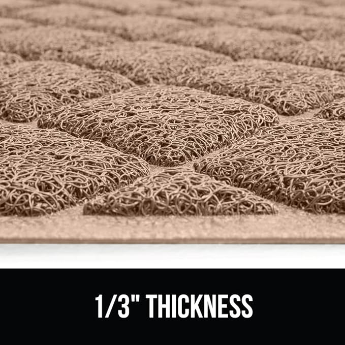 GORILLA GRIP Cat Litter Box Mat, 32x32, Water Resistant, US Designed Kitty Litter Trapping Mats, Easy to Clean, Scatter Control, Less Mess and Clean Floors, Kitten Supplies for Indoor Cats, Beige