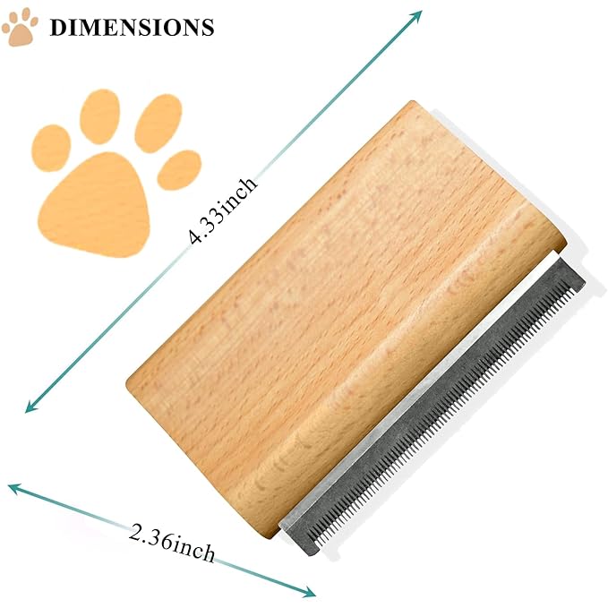 Wooden Deshedding Brush for Dogs, Cats & Horses, Deshedding Grooming Tool Curry Comb Pet Hair Removal Tool, Deshedding Dog Brush Combs for All Hair Types (4.33 Inch)