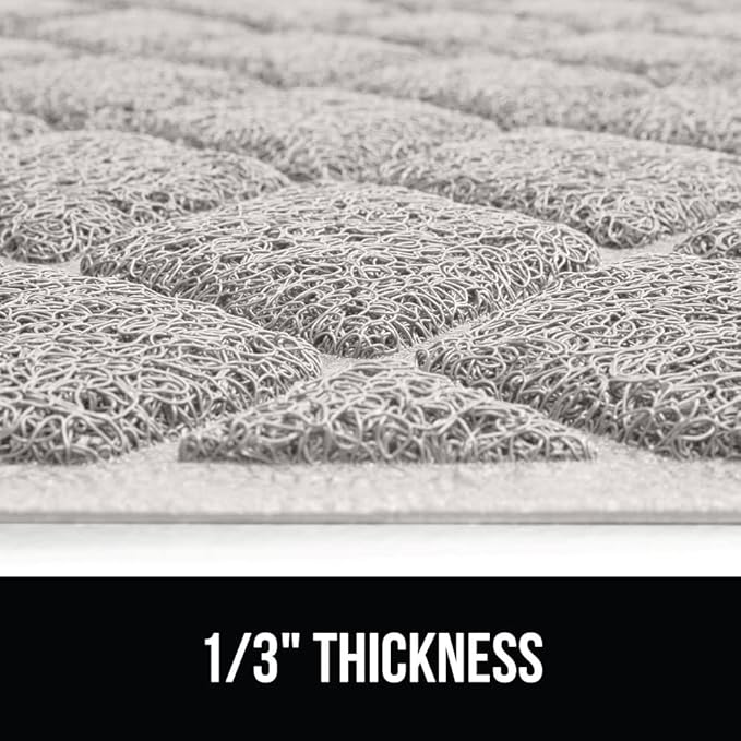 GORILLA GRIP Cat Litter Box Mat, 47x35, Water Resistant, US Designed Kitty Litter Trapping Mats, Easy to Clean, Scatter Control, Less Mess and Clean Floors, Kitten Supplies for Indoor Cats, Light Gray