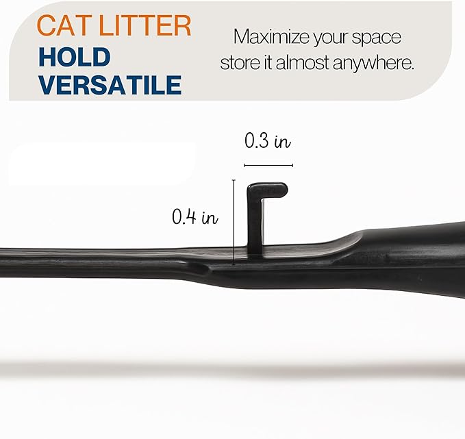cat Litter Scooper with Holder: Easy-to-Clean cat Scooper for Litter Box; Ergonomic Handle Design for Pooper Scooper cat; Compatible with Clumping and Pellet Litter Scoop. (Black)
