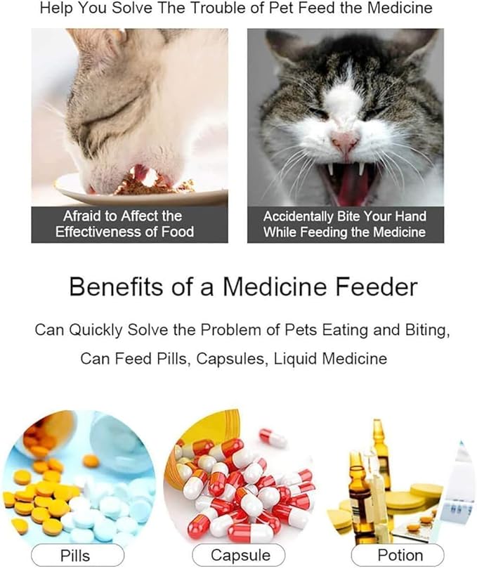 Cat Pill Shooter Pet Piller Gun Dog Pill Shooter Cat Tablet Soft Tip Syringe Pet Medical Feeding Dispenser Tool for Small Animal