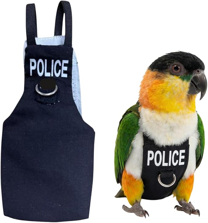 Bird Diaper Flight Suit, Cute Cosplay Parrot Clothes, Easy-to-Wear Washable Nappy, Durable Metal Ring Harness for Cockatiel, Conure, African Grey, Parakeet Outdoor Flying (Without Leash,XL)