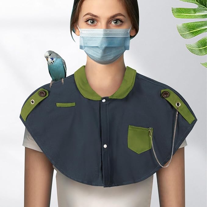 La La Pet Parrot Anti-Scratch Shoulder Protector Pet Bird Training Shoulder Cape Parrots Poop Shawl Diaper Flight Suits and Accessories for Macaws Cockatoos Parakeets Cockatiels Gray