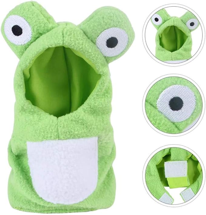 Sun Conure Bird Diaper Flight Suit Frog Shape Hoodie Cosplay Photo Prop for Parrots African Greys Parakeet Cockatiel, Bird Hoodie Small Animals Apparel (L)