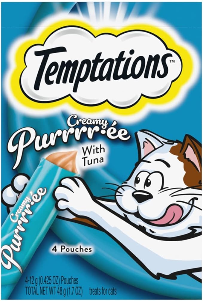 Temptations 023100137445 Creamy Purrrree Tuna Cat Treats - 1.7 oz - 4 Pouches Each