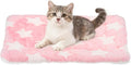 Dog Cat Bed Mat, Soft Coral Fleece Pet Cushion Pad with Cute Stars Print, Warm Washable Pet Bed 13x10 Inches, (Pink), Intended for Medium Small Dog Cat