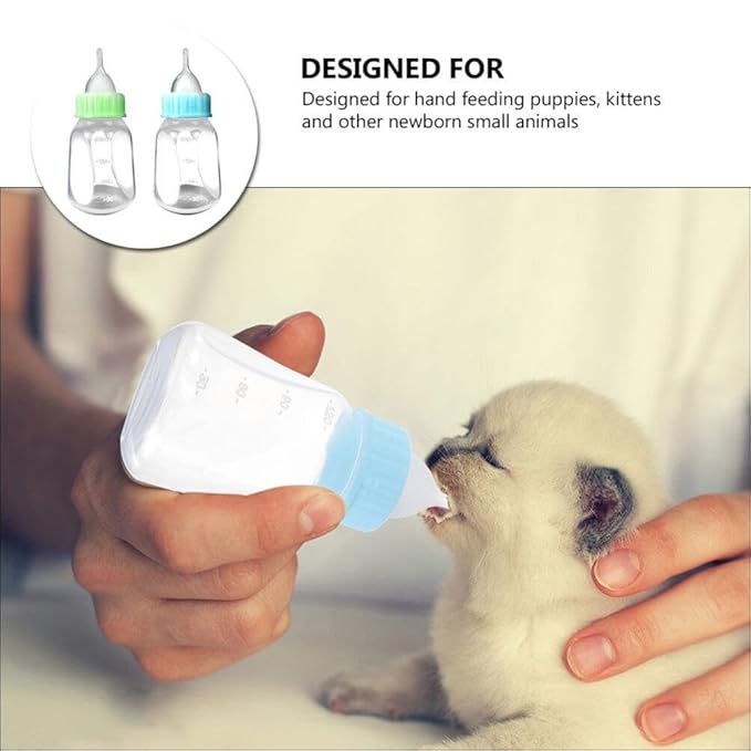 Mipcase Puppy Bottles for Nursing Set 2-Pack 4Oz Lightweight Pet Feeding Bottles Kit with Precise Scale for Hand-Feeding Puppies Kittens and Newborn Small Animals