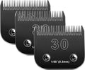Audoc 30 Blades Dog Grooming Blades Compatible with Andis/Oster A5/Wahl KM-10 Series Dog Clippers,Detachable Clipper Replacement Blade,Black,(30#/3PC)