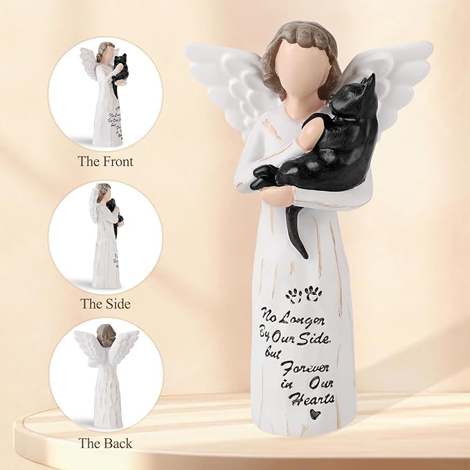 Cat Memorial Gifts, Cat Memorial Gifts for Loss of Cat, Pet Cat Remembrance Gifts, Hand-Painted Collectible Cat Angel Figurine Statue for Cat Lovers in Memory of Their Beloved Cat
