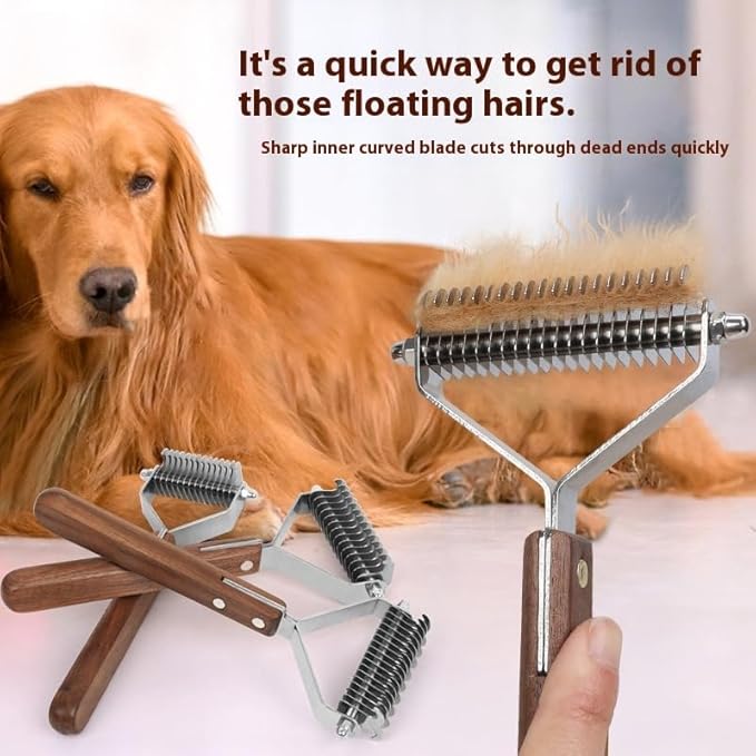 Dog shedding tool, undercoat and loose hair removal tool