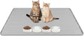 Lanstics Cat Food Mat, 40" x 28" Large Silicone Mat Cat Feeding Mat with Raised Edge Non-Slip Pet Feeding Mat for Food and Water Bowl, Easy to Clean, Floor Protection (Gray)