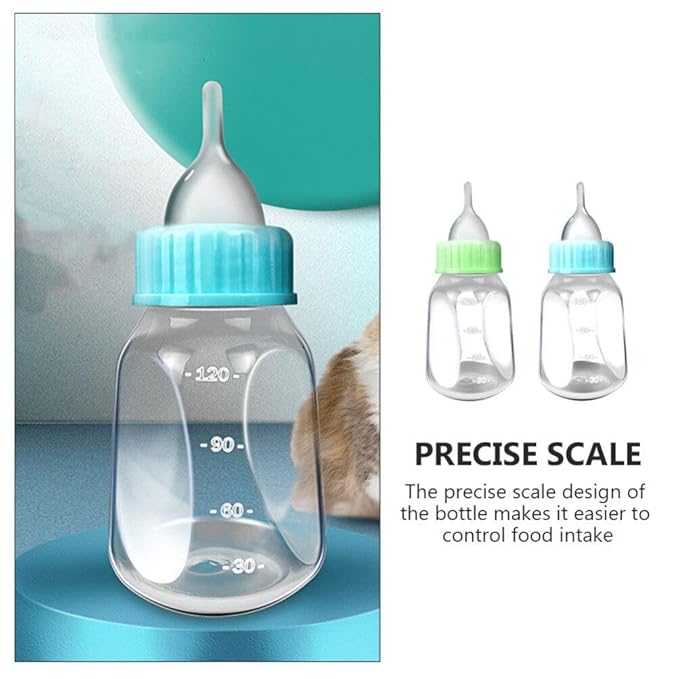 Mipcase Puppy Bottles for Nursing Set 2-Pack 4Oz Lightweight Pet Feeding Bottles Kit with Precise Scale for Hand-Feeding Puppies Kittens and Newborn Small Animals