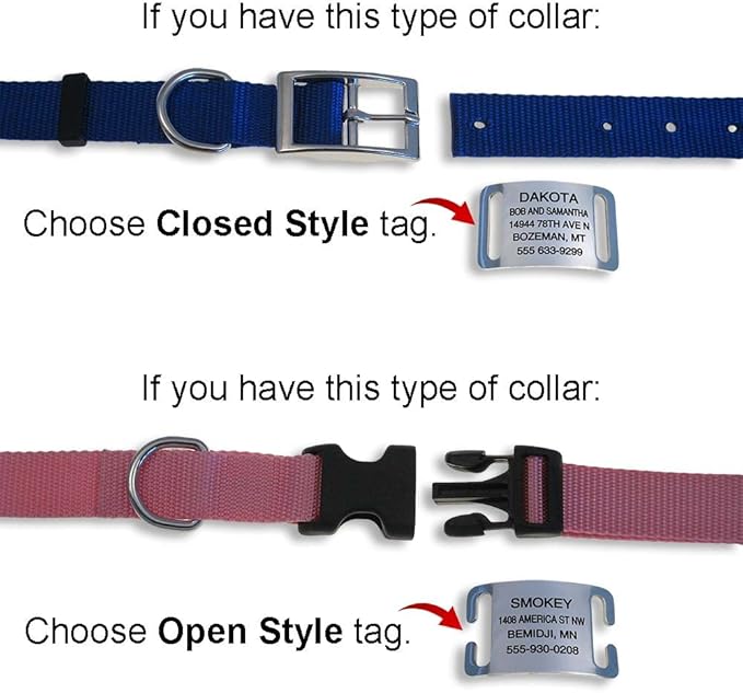 LuckyPet Slide-On Pet ID Tags - Dog Tags Personalized - Durable Engraved Stainless Steel Pet Name Tags - Noiseless Dog Tag - Suitable for Dogs and Cats - Fits 1 inch Collars - Large, Open Ends