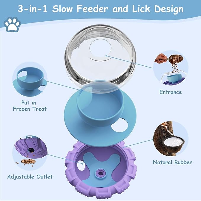 Interactive Dog Toy, Feeder Toy with Adjustable Treat Dispensing & DIY Frozen Treats, Dog Enrichment Toys to Keep Them Busy and Mental Stimulation