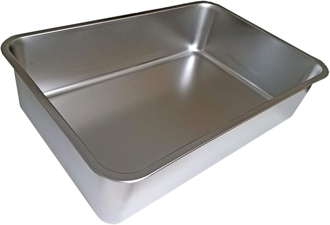 KUNWU Stainless Steel Cat Litter Box 20"x14"x4", Corrosion Resistant Easy Clean No Odor Durable Pan (L (20"x14"), 4" Deep)
