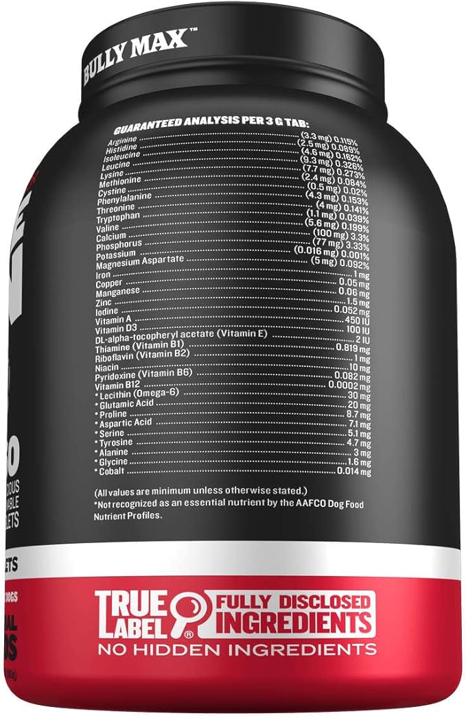 Bully Max 2-in-1 Muscle Builder Chewable Tablets for Dogs - Puppy & Dog Vitamins, Supplements for Muscle Gain & Growth - Canine Multivitamins Essentials for All Breeds & Ages - 30 Tabs