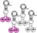 4 Pcs Dog Collar Bells, with Secure Stainless Steel Buckle Loud Jingle Noise Training Pendants and Pet Charm Accessories for Outdoor, Suitable for Dogs and Cats Collars (Silver and Pink)