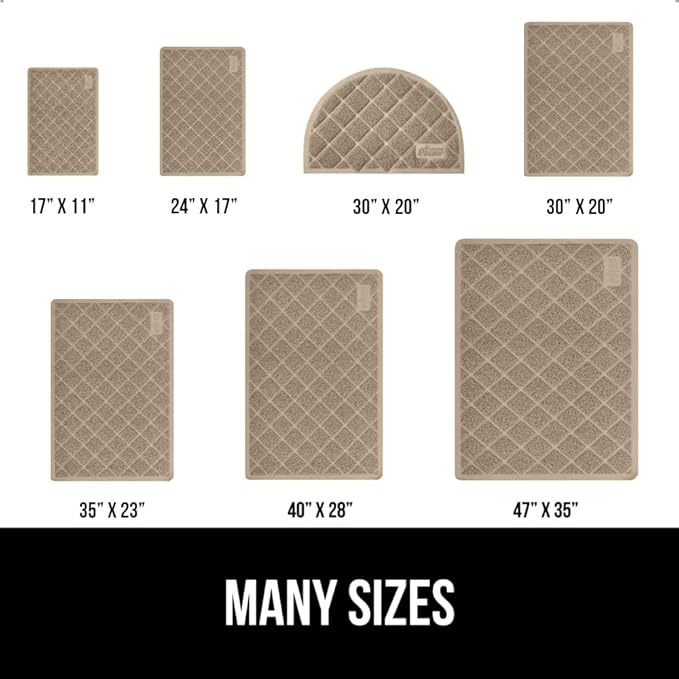GORILLA GRIP Cat Litter Box Mat, Water Resistant, US Designed Kitty Litter Trapping Mats, Easy to Clean, Scatter Control, Less Mess and Clean Floors, Kitten Supplies for Indoor Cats, 17x11 Beige