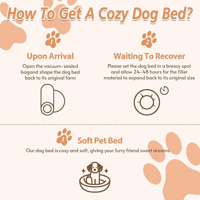 JOLLYVOGUE Calming Dog Bed Large Size Dog, Anti-Anxiety Donut Large Pet Bed, 36 inches Fluffy Faux Fur Round Cat Bed, Fits up to 75 lbs Pets (Dark Pink)