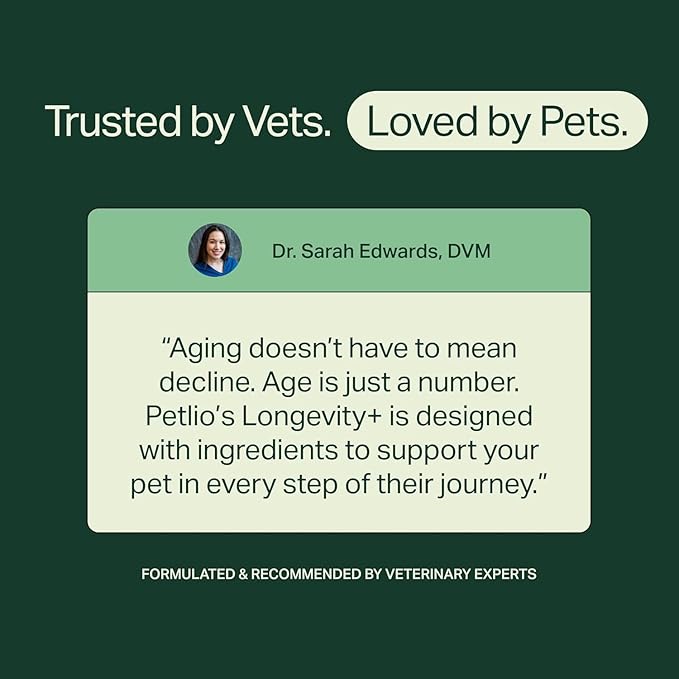 Longevity+ Dog Health Supplement - Dog Vitamins and Supplements for Joint, Muscle, Immune, and Cognitive Health - Vet-Formulated and Made in the USA - for Large Dogs 60 lbs or Greater - 30 Day Supply