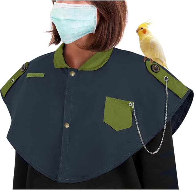 La La Pet Parrot Anti-Scratch Shoulder Protector Pet Bird Training Shoulder Cape Parrots Poop Shawl Diaper Flight Suits and Accessories for Macaws Cockatoos Parakeets Cockatiels Gray
