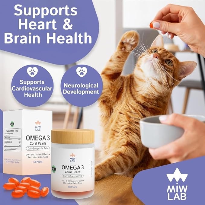 Omega 3 Fish Oil for Dogs and Cats EPA + DHA + Taurine + Vitamin E Vet Developed Formula 60 Softgels Supplement for Strong Joints Arthritis Support Soft Coat and Natural Shine Wild-Caught Salmon