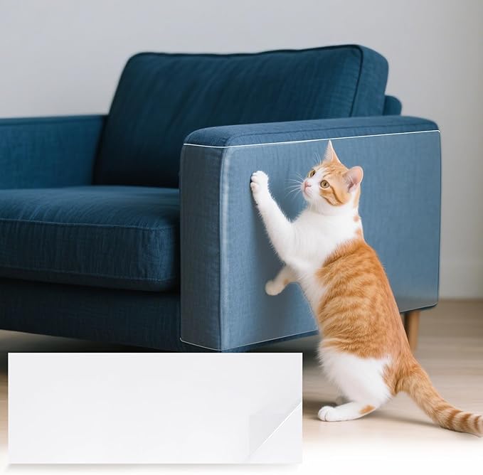 uxcell Anti Scratch Furniture Protector, 10 Sheets 16" x 6" Single-Sided Sticky Couch Protector from Cat Claws, Clear Protectors from Cats Scratching for Sofa Corners, Walls, Doors
