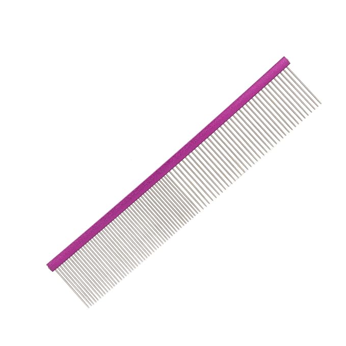 Greyhound Comb For Dogs, Metal Dog Comb Dog Combs with Rounded Ends Dog Comb Cat Comb For Removing and Knots Grooming Tool For Long Short Haired Dog (Purple 19cm/7.5in)