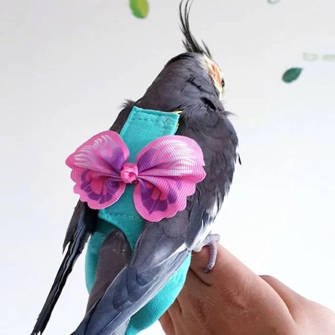 Bird Diaper Harness Flight Suit Clothes, Parrot Flight Suit with Leash for Parrot, Bird Flying Clothes for Outdoor Activities Training (Without Leash,L)