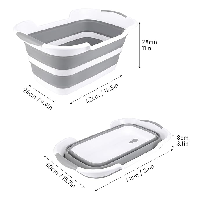 ddLUCK Multi-Functional Collapsible Dog Bathtub with Drainage Hole, Portable Foldable Small Pets Bathtub, Washing Tub Bathing Tub for Puppy Small Dogs Cats (Gray)