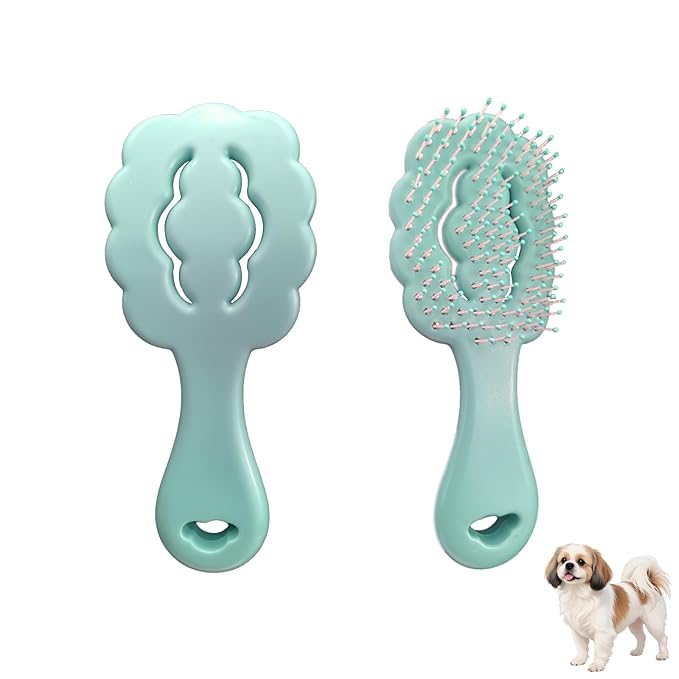 Cloud-Shaped Soft Bristle Small Dog Brush - Hollow Back Design for Easy Grooming - Ideal for Yorkie, Shih Tzu, Maltese Maltipoo Pomeranian- Puppy Essentials, Pet Hair Removal Essentials (Sky Blue)