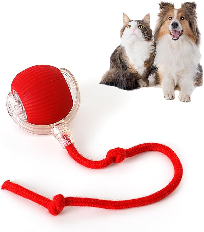 Interactive Rolling Cat Ball, 2025 Upgraded Automatic Cat Ball Dog Toy, Interactive Cat Toy Ball, Automatic Cat Toy Self Moving Cat Toy Interactive Cat Ball for Bored Indoor Cats Dogs (Red)