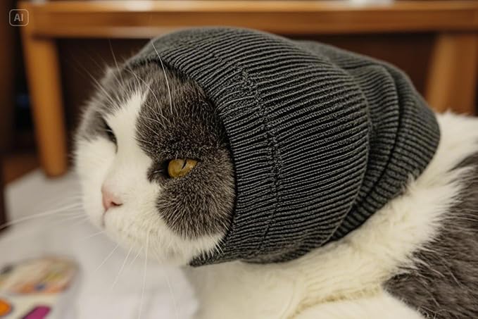 Cat Hematoma Ear Wrap, Pinpoint Mesh Anxiety Relief, Cat Bath Accessories for pet Grooming & Force Drying (Grey S)