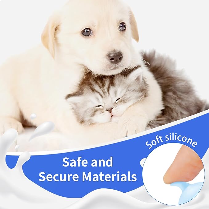 5Pack Kitten Bottle for Nursing Puppy Milk Kitten Bottles Feeding Kit Silicone Nipple for Newborn Pets Kittens, Puppy,Squirrel (Blue)