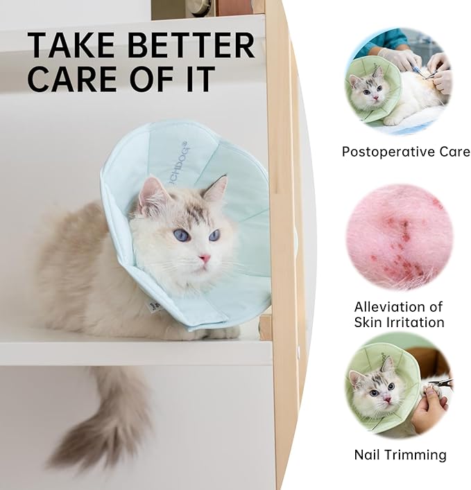 Touchdog Soft Cat Cone Collar, Waterproof Recovery Collar for Cats After Surgery, Lightweight Elizabethan Collar for Kittens, Small to Large