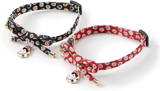 Necoichi Zen Hariko Charm Cat Collar (Black)