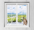 Cat Balcony Net Window Screen Mesh with Zipper Opening,Cat Safety Net Anti-Falling Netting for Balcony Window,Anti-Mosquito Insect Fly Screen Fiberglass Mesh (White,39x39inch)
