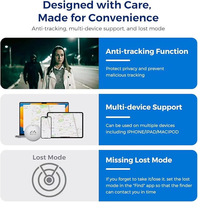 Item Finder Tracker Air Tag Compatible - Apple Find My Supported, No App Needed | IP67 Waterproof, 365-Day Battery, Global Tracking | Compact for Kids Pets Keys Luggage Wallets (iOS/iPadOS 14.5+)