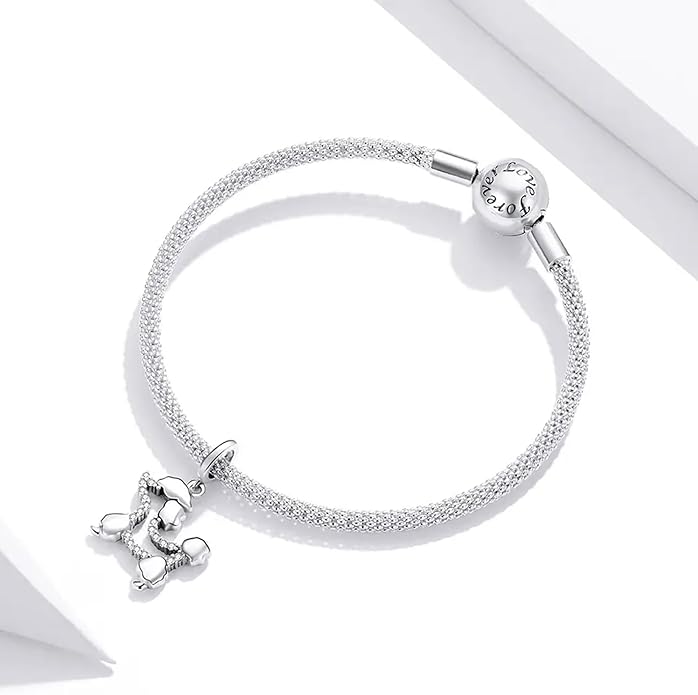 Pet Charm, Cute Dog Charm, Animal Dangle Charm, Sterling Silver Charm, Gift For Women, Friends, Wife, Mother, Christmas, and Halloween, Compatible With Pandora
