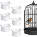 6 Pcs Bird Food Feeder, Bird Cage Feeder Hanging Feeding Bowl Seed Container White Food Dishes Bowl Birds Cage Accessories for Small Parakeet Pigeons Conures