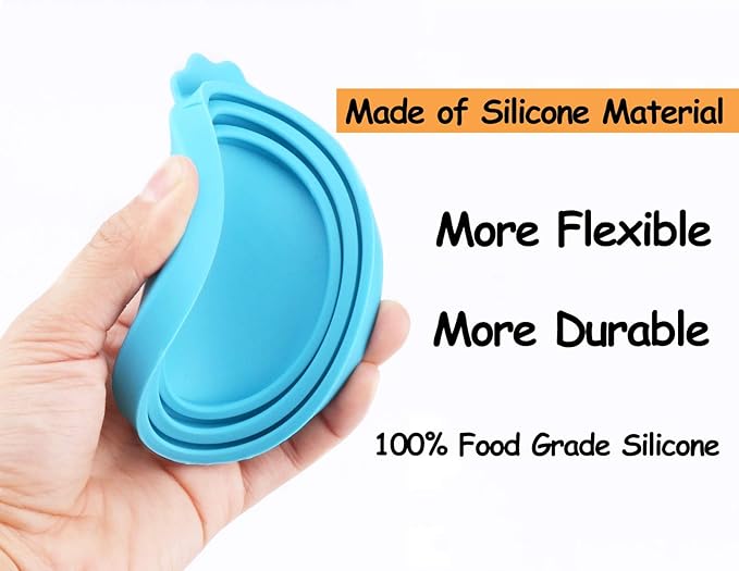 Comtim Silicone Can Lids Covers for Dog and Cat Food, Universal Size Fits All Standard Cans (3 Pack & Spoon, Multi-colored)