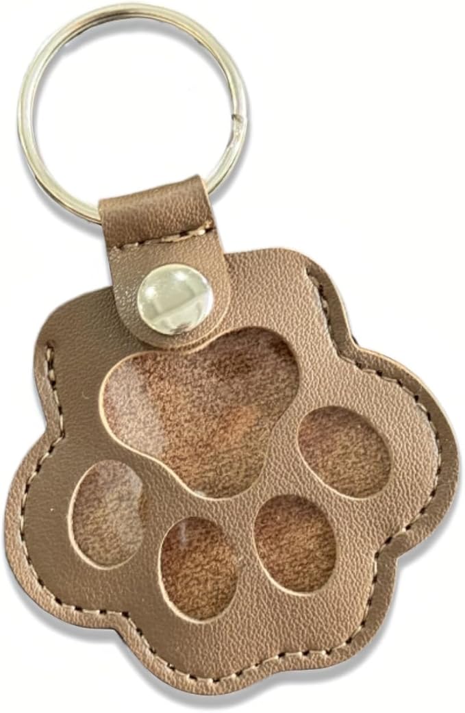 Pet Memorial Keychain Leather Cat Claw Keychain Pet Hair Keepsake Box Cherished Memories Gifts for Pet Lovers (Coffee)