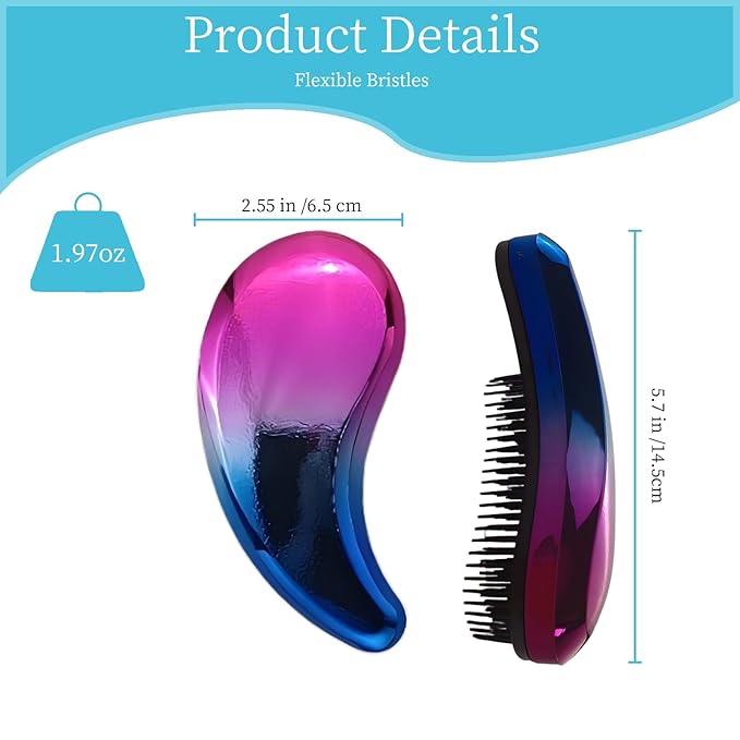 Comma-Shaped Small Dog Brush, Fit for Yorkie, Shih Tzu, Maltese Maltipoo Pomeranian - Gentle Soft Bristles for Effortless Pet Hair Removal, Puppy Essentials (Gradient Color)
