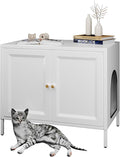METAN Metal Cat Litter Box Enclosure,Steel Cat Washroom Furniture with Barn Door, Pet House, Fit Most of Litter Box,Assembly Required,White