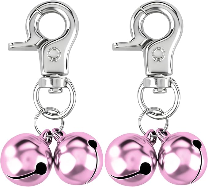 EXPAWLORER Pet Bells for Dog Cat Collar Charm - 2 Pack Cat Collar Accessories Bells Loud, Pet Jingle Ornament Training Pendant Neck Decoration, Tracker for Saving Birds, Pink