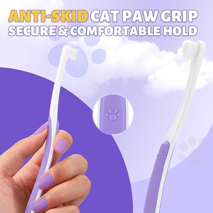 Cat Toothbrush for Daily Teeth Cleaning & Oral Care – Soft Bristle Dental Brush with Compact Head, Gentle for Cats & Kittens, Easy Daily Brushing Tool, Loved by Vets and Fur Babies 2pcs