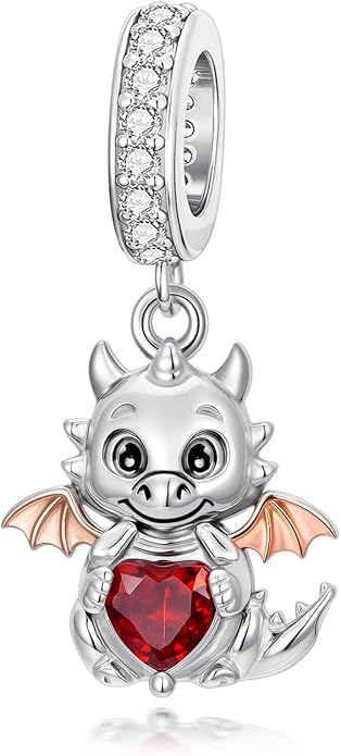 SIMONLY Animal Charms for Bracelets 925 Sterling Silver Highland Cow/Axolotl/Dragon/Dog/Cat Charms Animal Beads for Jewelry Making for Women Christmas Mothers Day Gifts