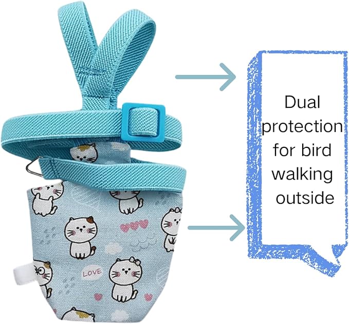 Adjustable Bird Diaper Harness Flight Suit Clothes with 80 Inch Flying Leash Rope for Parrots Conure Cockatiel (Blue,2XL)