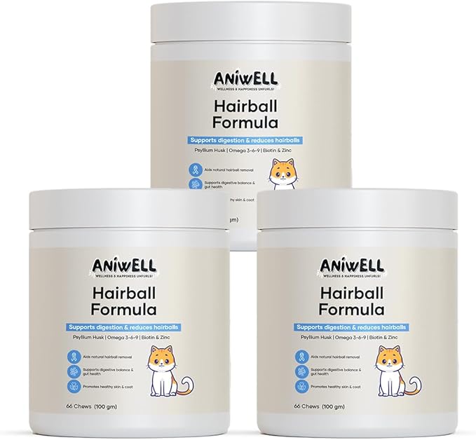 Hairball Formula – Hairball Management for Cats | with Omega-3s, Biotin & Sunflower Lecithin | Supports Digestive & Coat Health (Pack of 2)